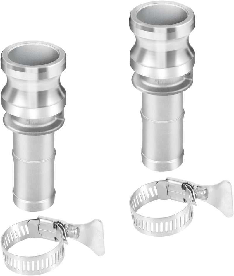 GUXGUY 2"（2pcs）Cam and Groove Hose Fitting (Type E), Coupler x 2" Multi Serrated Hose 2" Cam Lock Fitting External Serrated Hose Adapter Hose Shank Cam Lock Fitting Cam lock coupler DN50. - Image 1